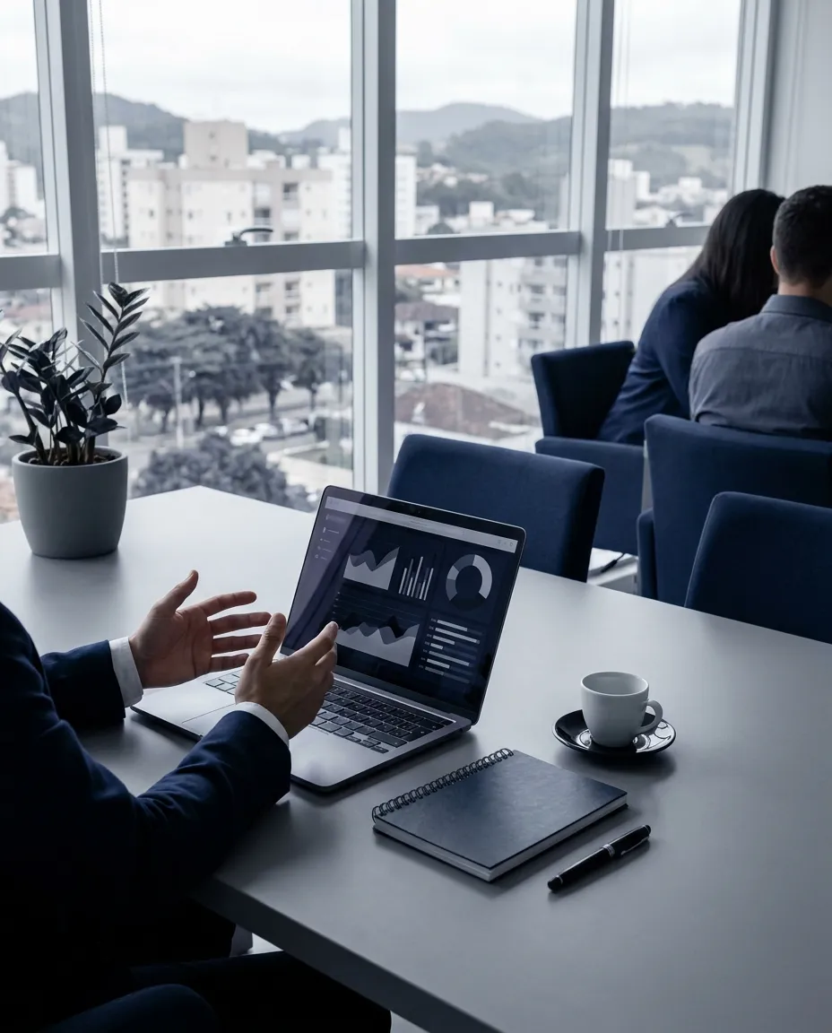 Atendimento na sala de reunião da F5 Soluções Empresariais em Chapecó Atendimento na sala de reunião da F5 Soluções Empresariais em Chapecó